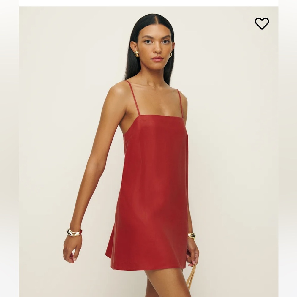 NWT REFORMATION AUBREE LINEN DRESS - RED SUNDRIED TOMATO - SIZE XS